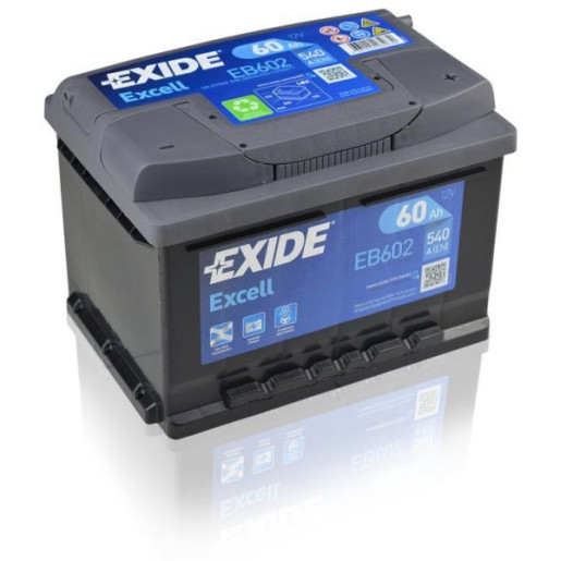 EXIDE EXCELL 12V 60AH JOBB+ AKKUMULÁTOR EB602