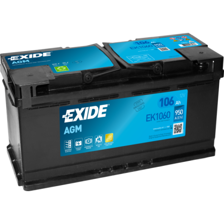 EXIDE AGM 12V 106AH START-STOP  AKKUMULÁTOR JOBB+ EK1060