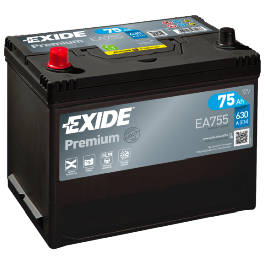 Exide Premium 75Ah 630A bal+ Ázsia (EA755) 